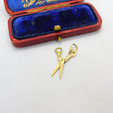 9ct Yellow Gold Pair of Scissors Charm or Pendant Vintage c1970