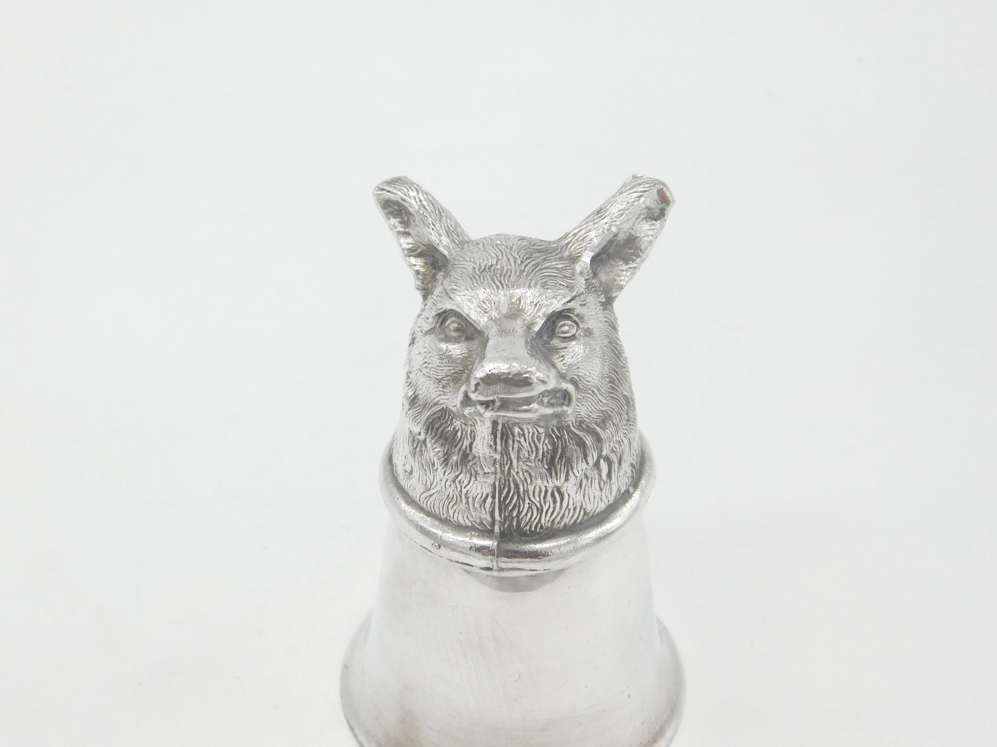 Silver Plated Fox Head Stirrup Cup Shot Cup Antique c1930 Art Deco