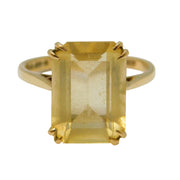 9ct Yellow Gold Emerald Cut Citrine Cocktail Ring Vintage 1968 London