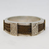 Victorian Sterling Silver & Woven Hair Set Mourning Ring Antique c1860