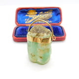 Victorian Large 9ct Yellow Gold Raw Earth Mined Green Emerald Pendant c1850