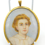 Miniature Portrait of Young Lady Oil on Board Gold Frame Antique Victorian