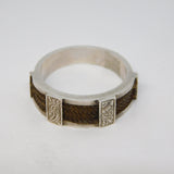 Victorian Sterling Silver & Woven Hair Set Mourning Ring Antique c1860