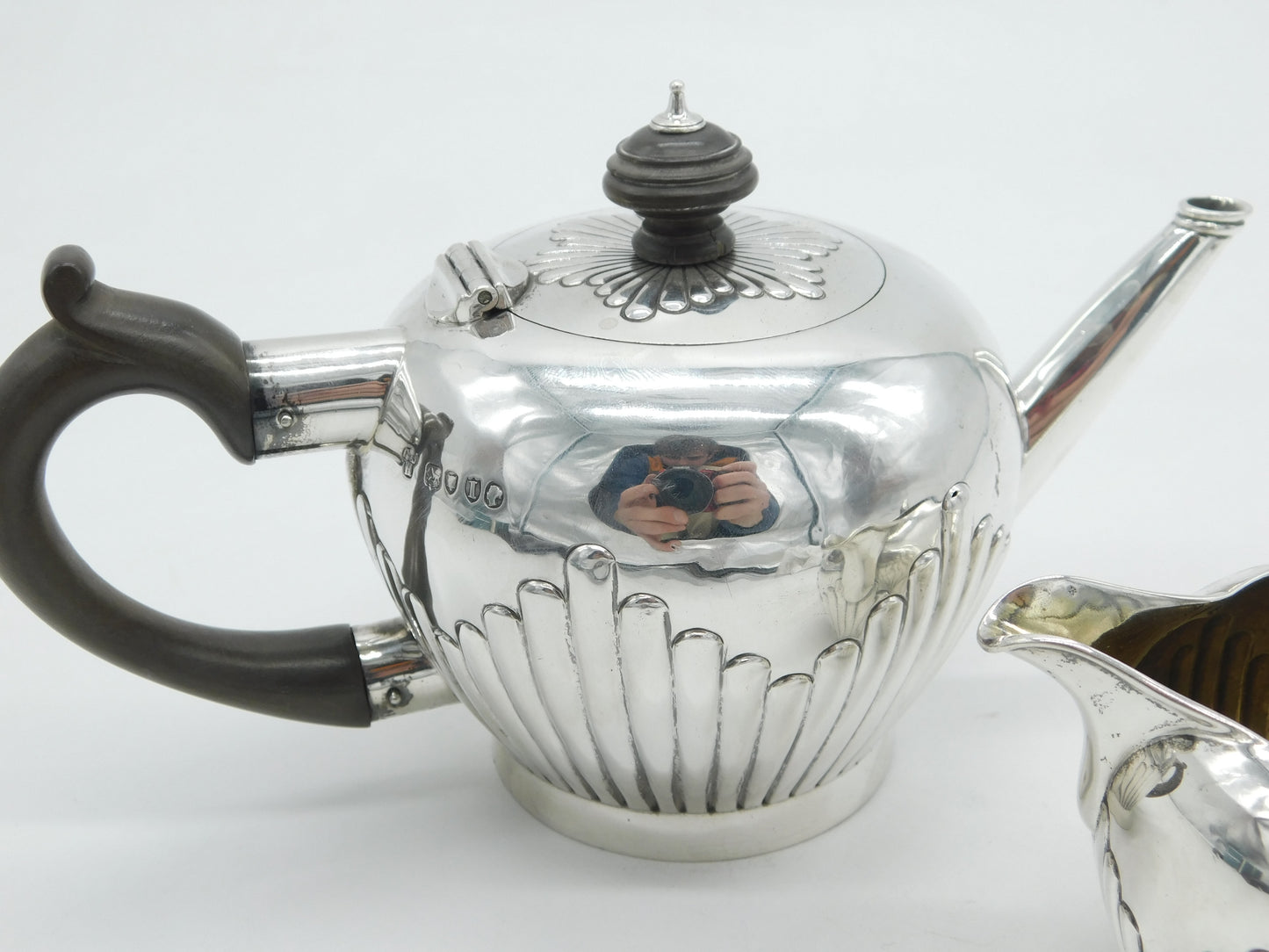 Victorian Sterling Silver Bachelors Teapot & Cream Jug Antique 1884 London