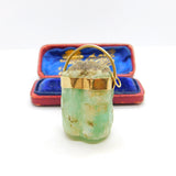 Victorian Large 9ct Yellow Gold Raw Earth Mined Green Emerald Pendant c1850