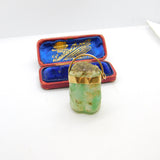 Victorian Large 9ct Yellow Gold Raw Earth Mined Green Emerald Pendant c1850