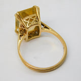 9ct Yellow Gold Emerald Cut Citrine Cocktail Ring Vintage 1968 London