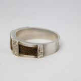 Victorian Sterling Silver & Woven Hair Set Mourning Ring Antique c1860