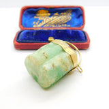 Victorian Large 9ct Yellow Gold Raw Earth Mined Green Emerald Pendant c1850