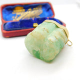 Victorian Large 9ct Yellow Gold Raw Earth Mined Green Emerald Pendant c1850