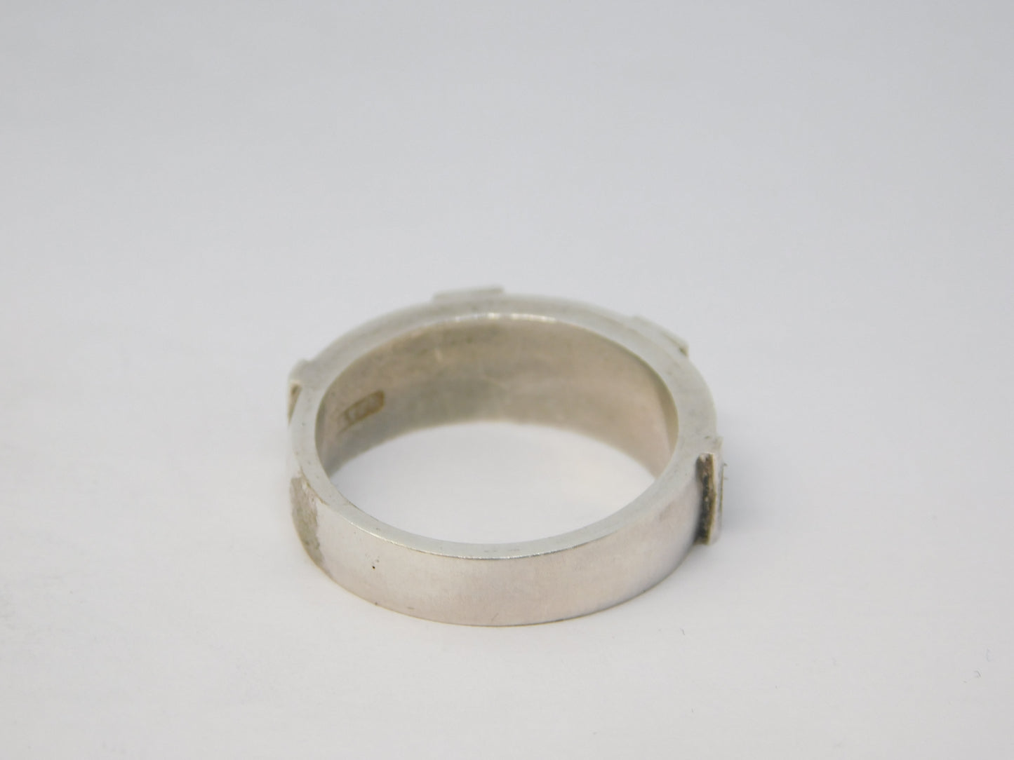 Victorian Sterling Silver & Woven Hair Set Mourning Ring Antique c1860