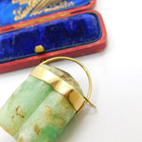 Victorian Large 9ct Yellow Gold Raw Earth Mined Green Emerald Pendant c1850