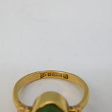 Art Deco 9ct Yellow Gold & Cabochon Cut Green Jade Dress Ring Antique Chester