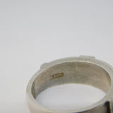 Victorian Sterling Silver & Woven Hair Set Mourning Ring Antique c1860