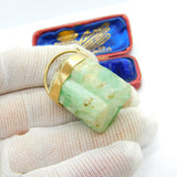 Victorian Large 9ct Yellow Gold Raw Earth Mined Green Emerald Pendant c1850