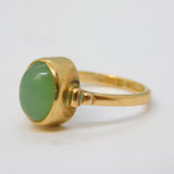 Art Deco 9ct Yellow Gold & Cabochon Cut Green Jade Dress Ring Antique Chester