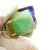 Victorian Large 9ct Yellow Gold Raw Earth Mined Green Emerald Pendant c1850