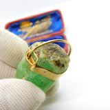 Victorian Large 9ct Yellow Gold Raw Earth Mined Green Emerald Pendant c1850