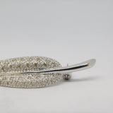 18ct White Gold & Diamond Set Feather Dress Brooch Vintage c1990 Sheffield