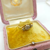 18ct Yellow Gold & Diamond Set Daisy Flower Crossover Ring Antique c1920 Deco