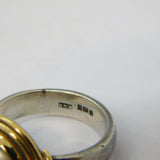14ct Gold, Sterling Silver & Mabe Pearl Studio Dress Ring Vintage Birmingham