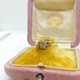 18ct Yellow Gold & Diamond Set Daisy Flower Crossover Ring Antique c1920 Deco