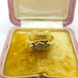 18ct Yellow Gold & Diamond Set Daisy Flower Crossover Ring Antique c1920 Deco