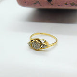 18ct Yellow Gold & Diamond Set Daisy Flower Crossover Ring Antique c1920 Deco