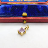 9ct Yellow Gold & Square Cut Amethyst Drop Pendant Vintage c1980