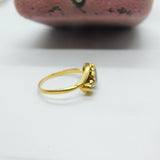 18ct Yellow Gold & Diamond Set Daisy Flower Crossover Ring Antique c1920 Deco