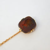 George III 15ct Rose Gold Carnelian Agate Senator Intaglio Stick Pin Antique