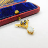 9ct Yellow Gold, Sapphire & Cabochon Fire Opal Pendant Vintage 1979 London