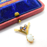 9ct Yellow Gold, Sapphire & Cabochon Fire Opal Pendant Vintage 1979 London