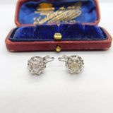 Pair of 18ct White Gold & White Spinel Set Solitaire Earrings Vintage c1980