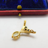 9ct Yellow Gold, Sapphire & Cabochon Fire Opal Pendant Vintage 1979 London