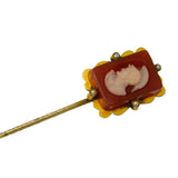 George III 15ct Gold Hardstone Roman Centurion Intaglio Stick Pin Antique c1820
