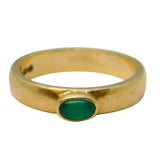 9ct Yellow Gold & Cabochon Green Jade or Aventurine Dress Ring Vintage