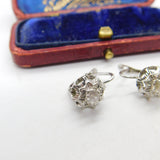 Pair of 18ct White Gold & White Spinel Set Solitaire Earrings Vintage c1980