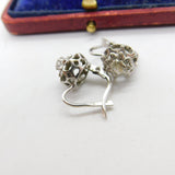 Pair of 18ct White Gold & White Spinel Set Solitaire Earrings Vintage c1980