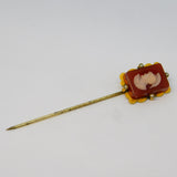 George III 15ct Gold Hardstone Roman Centurion Intaglio Stick Pin Antique c1820