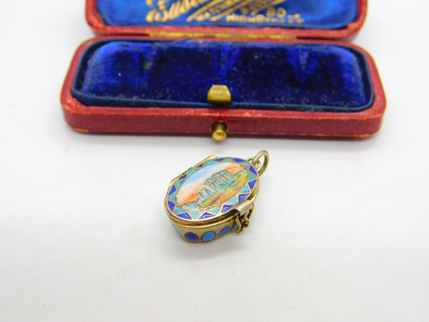 Egyptian .800 Silver Colourful Enamel Classical Scene Moses Basket Charm c1920