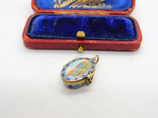 Egyptian .800 Silver Colourful Enamel Classical Scene Moses Basket Charm c1920