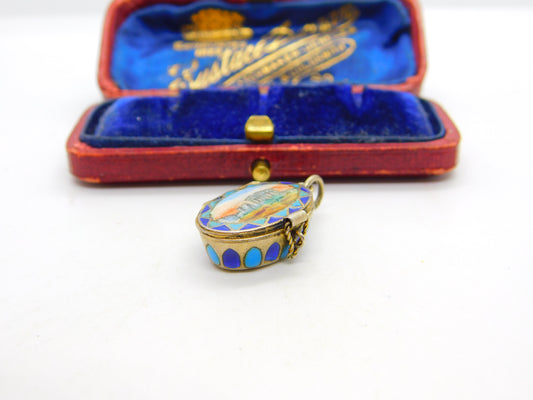 Egyptian .800 Silver Colourful Enamel Classical Scene Moses Basket Charm c1920