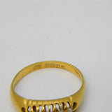 Art Deco 18ct Yellow Gold Graduated Diamond Boat Ring Antique 1919 London