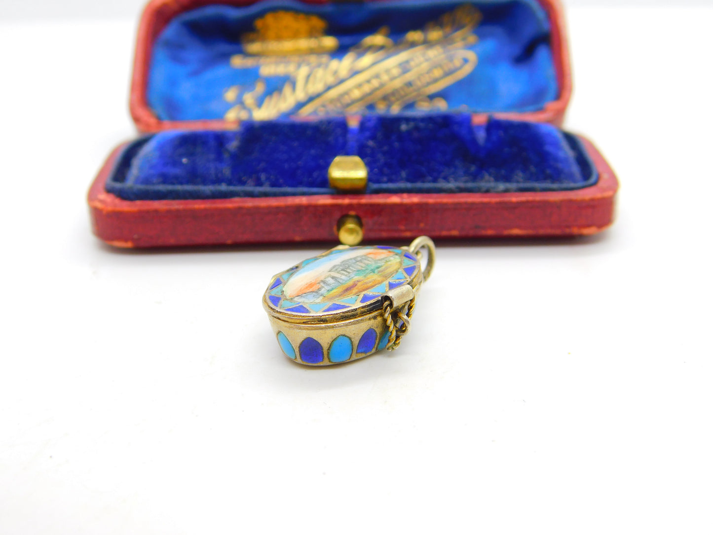 Egyptian .800 Silver Colourful Enamel Classical Scene Moses Basket Charm c1920