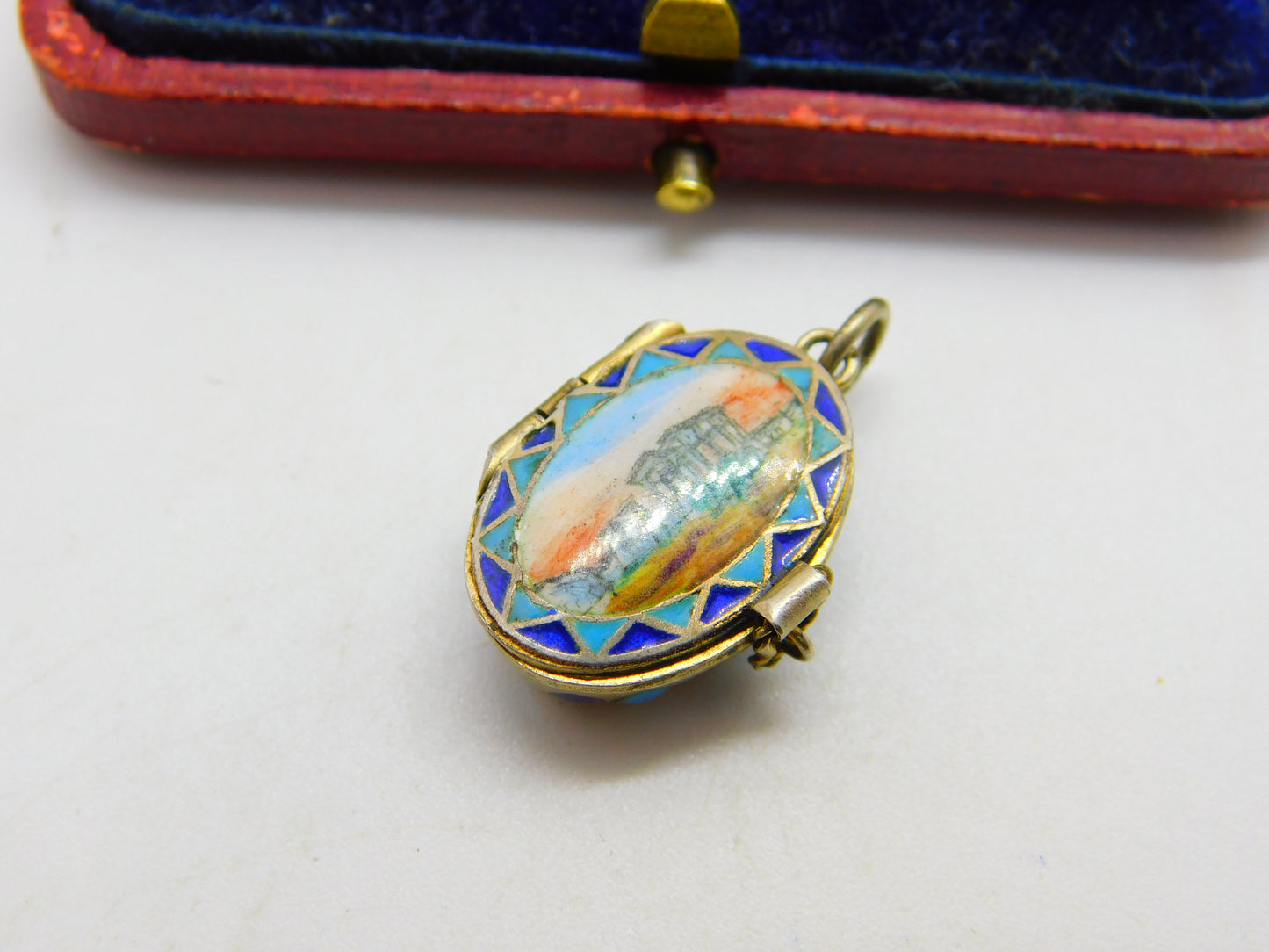 Egyptian .800 Silver Colourful Enamel Classical Scene Moses Basket Charm c1920