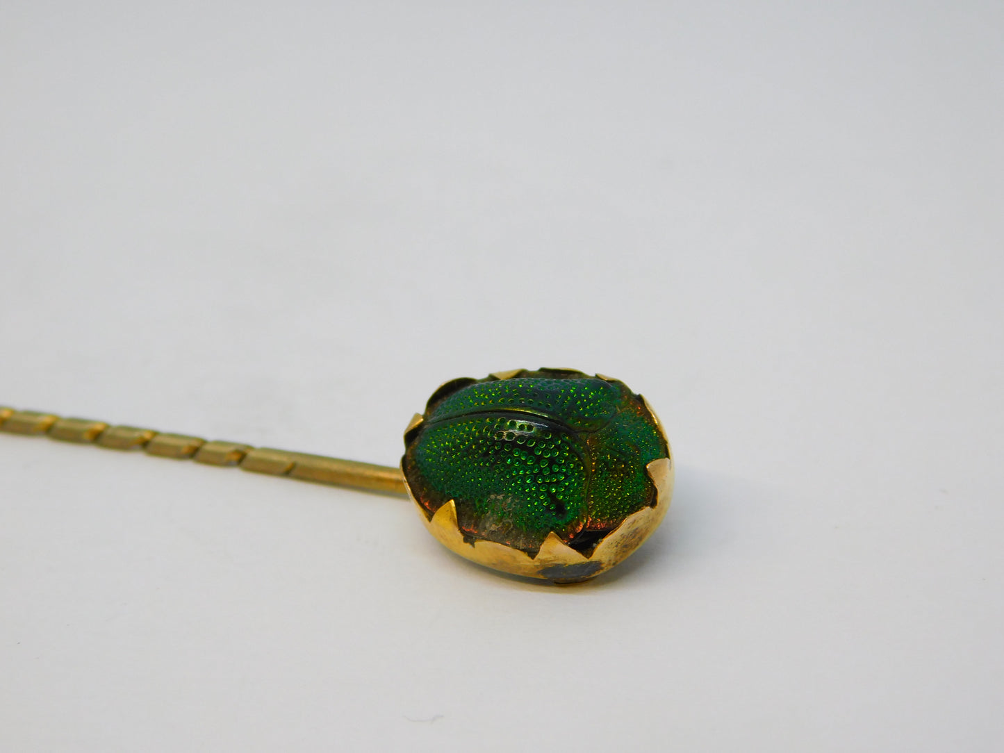 Victorian 15ct Yellow Gold Egyptian Scarab Beetle Stick Pin Antique c1860