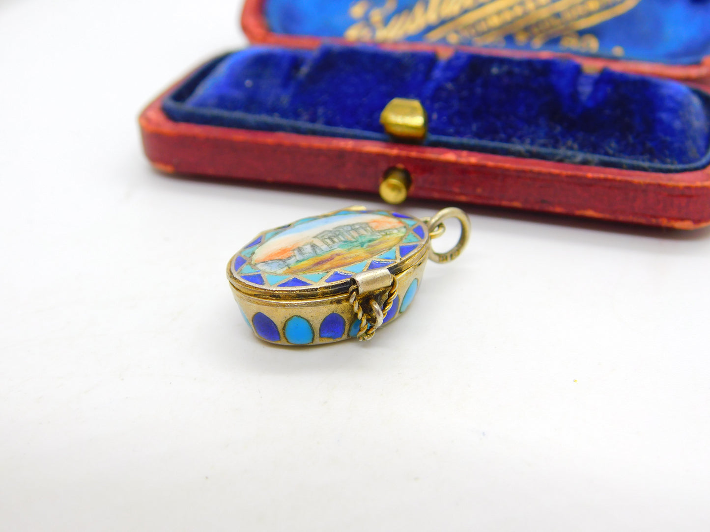 Egyptian .800 Silver Colourful Enamel Classical Scene Moses Basket Charm c1920