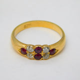 Victorian 18ct Yellow Gold, Ruby & Diamond Dress Ring Antique c1860s
