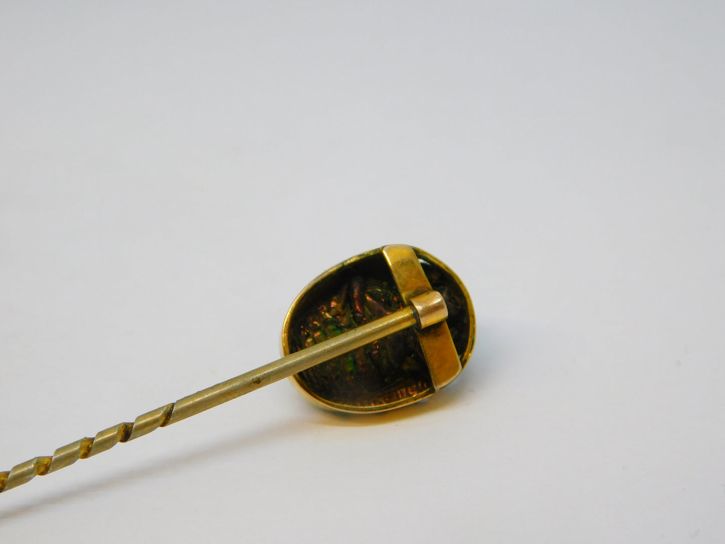 Victorian 15ct Yellow Gold Egyptian Scarab Beetle Stick Pin Antique c1860